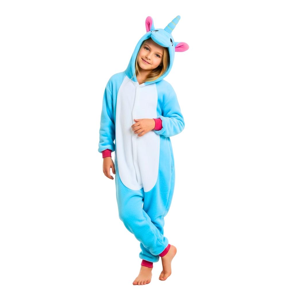 Piżama Onesie Kigurumi Kostium Lazurowy Jednorożec Dzieci 105 - 115Cm