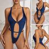 Women Sexy Bodysuit Low-cut Hollow Out Skinny Elastic Sleeveless Waist Strap Decor Adjustable Spaghetti Strap Cross Back Flirting Adult Sex Wear