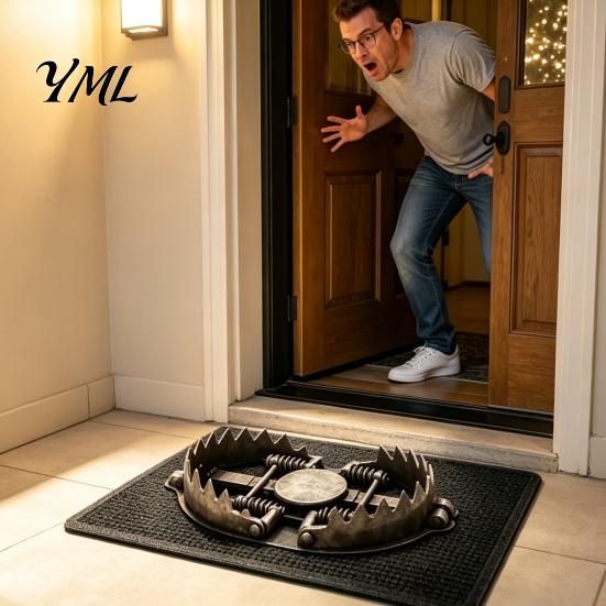 Polyester Area Rug for Kitchen 3D Bear Trap Rug, Funny Optical Illusion Entrance Non-slip Creative Entryway Floor Mat Prank Door Front Indoor Bedroom