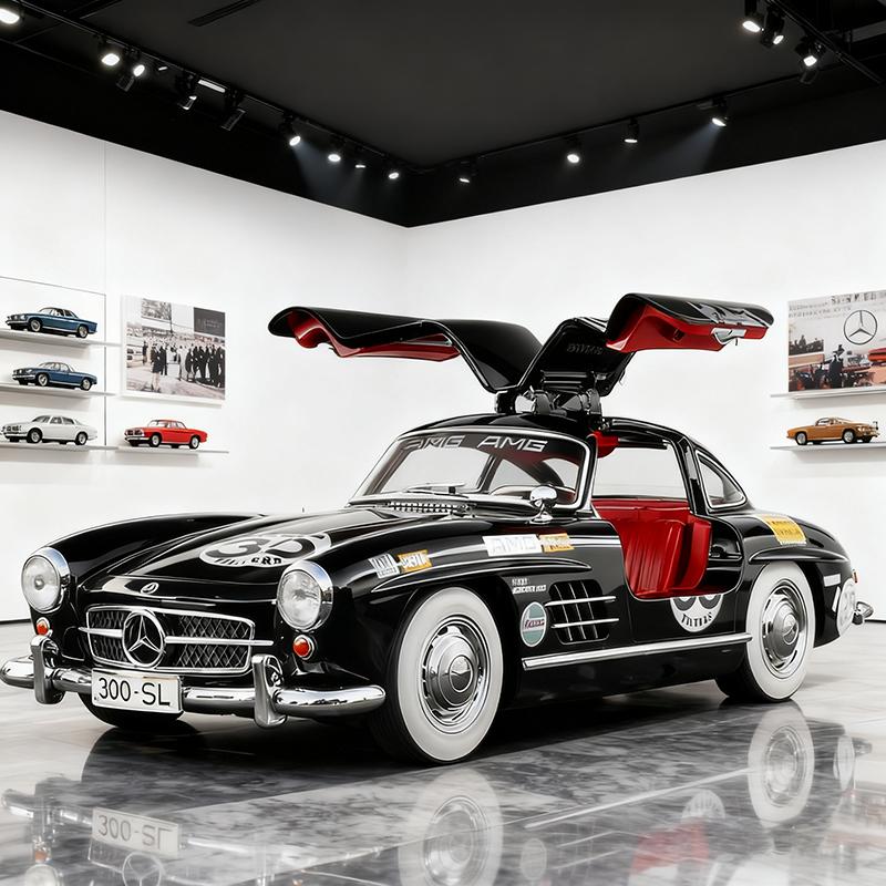 EFVAK1 NEW 1:18 Benzs 300SL Alloy Car Model Sound and Light Pull Back Children's Toy Collectibles Birthday Gift
