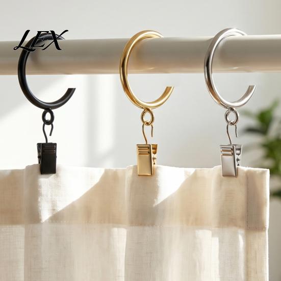 Easy Glide Drapery Rings for Home 10Pcs C Shaped Curtain Rings, Heavy Duty Bypass Metal Weight Hangers Passing with Eyelets French Return Rods Smooth