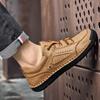 Мужская обувь ручной работы в стиле ретро для отдыха, повседневная обувь больших размеров, кожаная, с резиновой подошвой, повседневная обувь ручной работы (