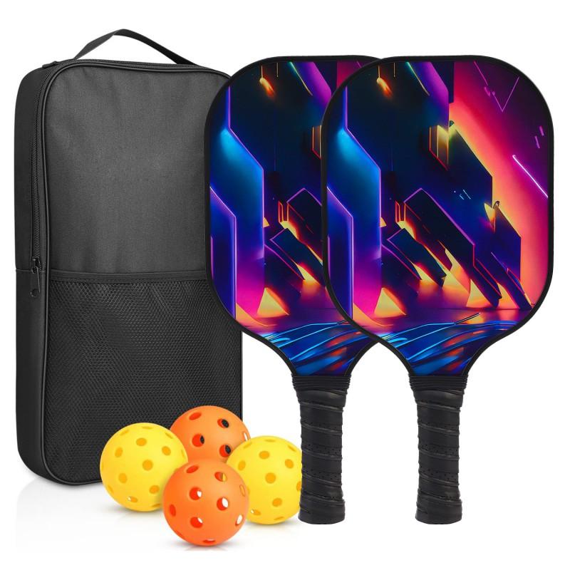 Carbon Fiber Pickleball Paddle Set With PP Honeycomb Core UV Printed Racket Beginners To Advanced Players