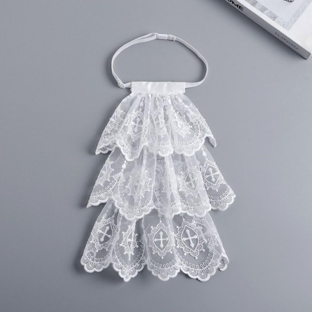 Victorian Style Lace Jabot Collar White Detachable Ruffled Fake Collar Cosplay Accessory Decorative Neck Collar