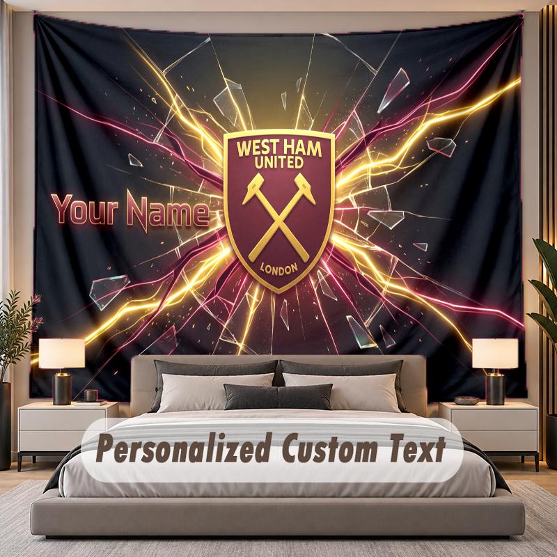 Custom Name Text Tapestry West Ham United football Personalized Polyester Wall Tapestry For Bedroom And Room