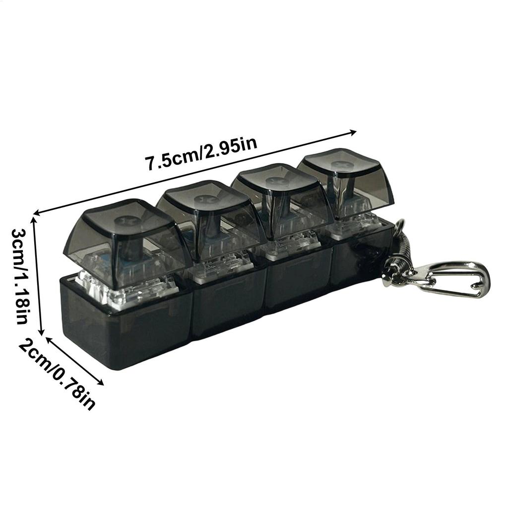 Клавиатура Игрушка-антистресс Четырехкнопочная Брелок для снятия стресса со светом, Портативный Сенсорный Брелок-кликер Брелок-клавиатура