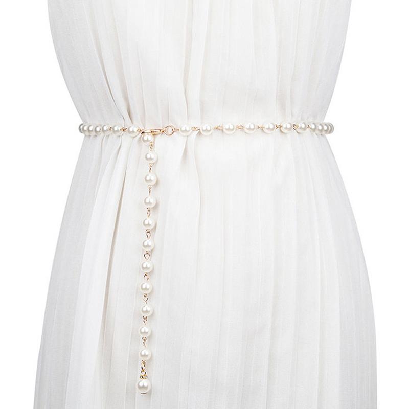Pearl Waistband White Waist Chain All-Match Pearl Pendant Belt For Women