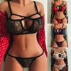 S-3XL New Women Sexy Push Up Bra Briefs Lingerie Lace Transparent Floral Mesh Underwear Set