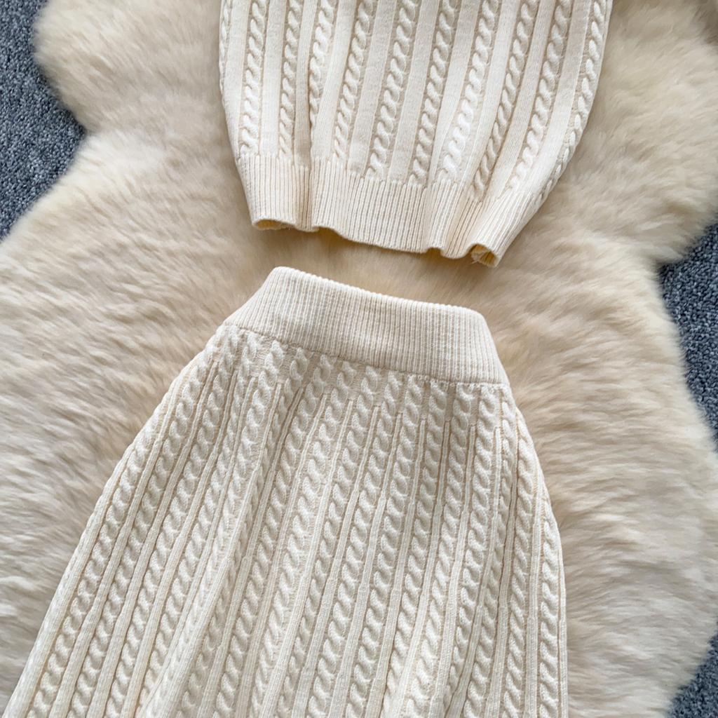 Модные трикотажные костюмы из двух предметов, обтягивающие рубашки поло с короткими рукавами и короткая юбка, женские простые летние комплекты