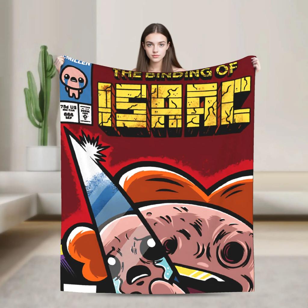 The Binding of Isaac Knitted Fleece Blanket UltraSoft Throw for Couch Home or Portable Use Indie Video Game Inspired Quilt
