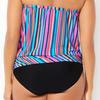 2Pcs/Set Women Swimsuit Set Bandeau Sleeveless Striped Print Swimming Tops High Waist Swimming