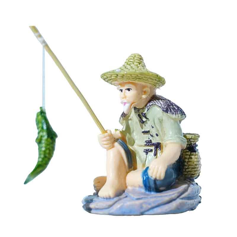 Creative Miniature Old Man Fishing Ornament PVC Jiang Tai Gong Fishing Fish Tank Bonsai Garden Rockery Aquascape Decoration