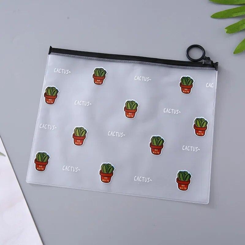 Милая прозрачная сумка для хранения канцелярских принадлежностей с рисунком кактуса, водонепроницаемая, большая вместительная студенческая сумка для ручек, аксессуары для офисного стола
