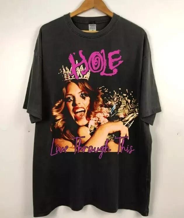 Футболка с принтом группы Hole 'Live Through This' - Черная унисекс футболка Hole, репринт, унисекс