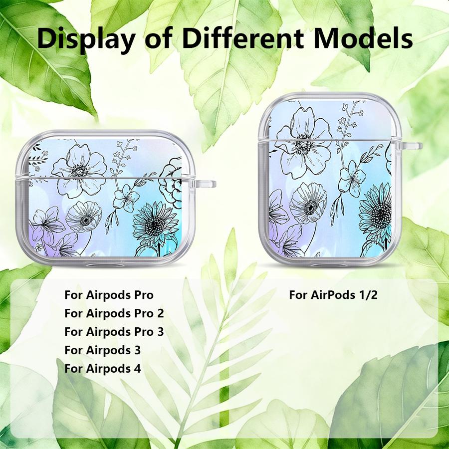 Прозрачные Чехлы для Наушников Чехол Для Airpods 3 Pro2 1 4 Pro 2 Pro3 Линейный Рисунок Цветок