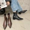 Модные женские ботильоны Модные сексуальные туфли с острым носком Женские осенне-зимние трендовые ботинки Дизайнерские элегантные ботинки на толстом каблуке для ходьбы Botas Mujer