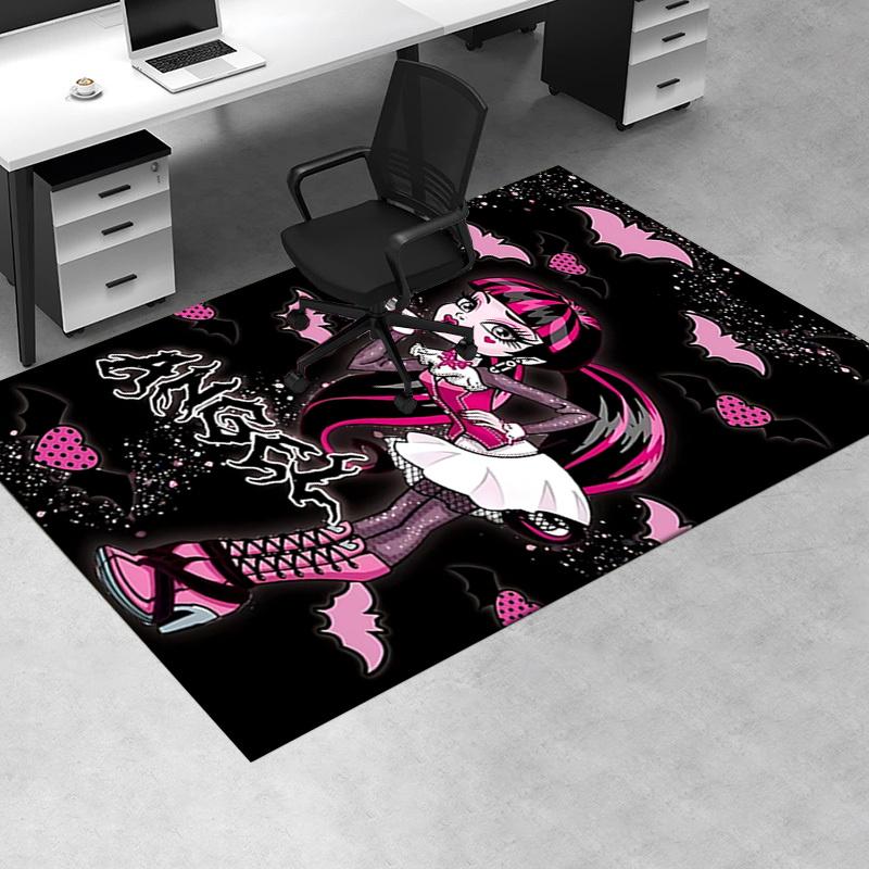 Коврик для стула Monster High с готическим принтом Анжелики, Декоративный ковер на Хэллоуин для домашнего офиса, Ковер для дивана, Подарок, Подходит для спальни, гостиной