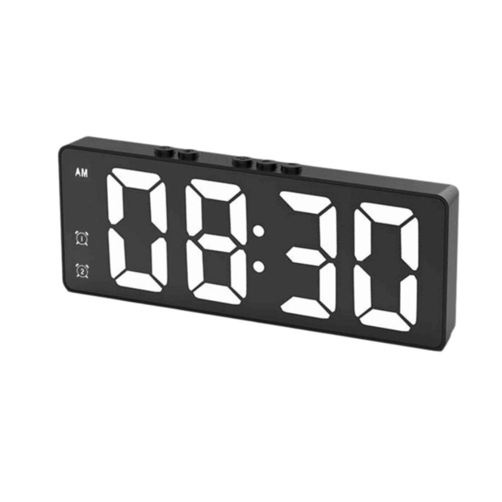 Mirror Display LED Mirror Clock Adjustable Brightness Large Number Digital Alarm Clock USB/Battery Powered Mute Function