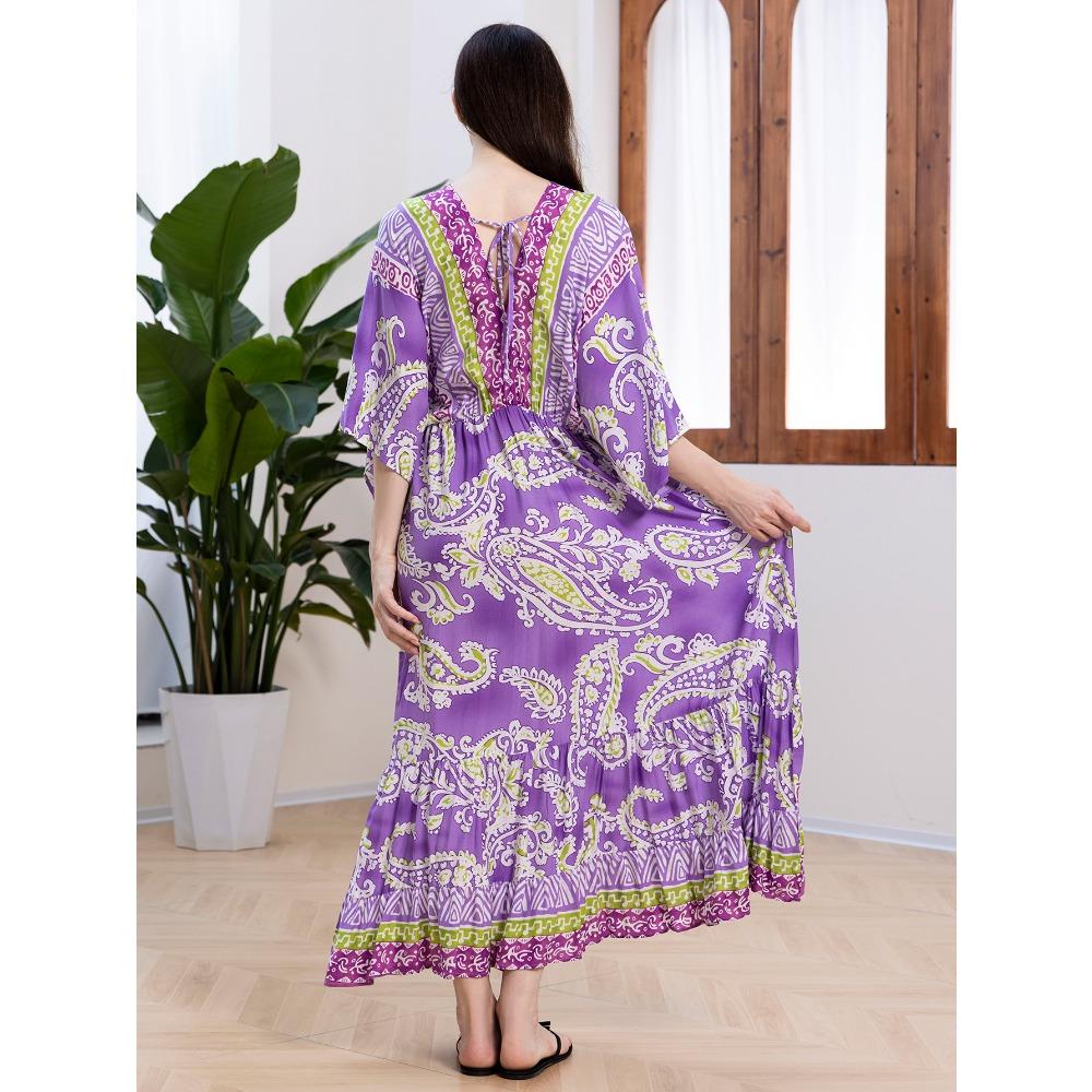 Бохо Кафтан Платье Большого Размера, Женское Пляжное Платье Макси Большого Размера