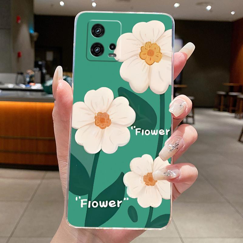 For Cover Motorola Moto G72 Case G 72 Flower design Clear Soft Silicone Back Funda Bumper For Moto G72 MotoG72 Phone Cases Coque