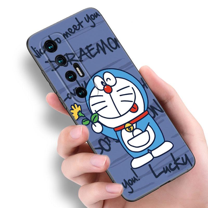Cartoon Anime Doraemon Black Phone Case For Xiaomi Mi 9 SE 8 10 10T 11 12 13 Lite 9T 11T 12S 12T 13T 14 Pro 5G NE 11i 12X