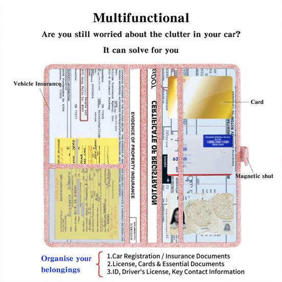 Держатель для страховой карты, перчаточный ящик, органайзер для документов с магнитной застежкой, 6 отделений, водонепроницаемый, портативный