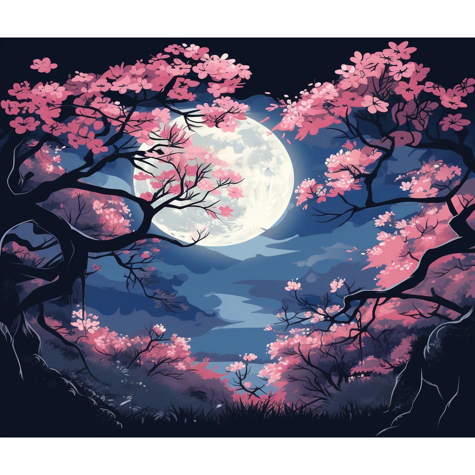 RUOPOTY Рамка под луной, пейзаж, сделай сам, наборы для рисования по номерам, акриловая картина, домашний настенный художественный декор для уникального подарка, работа