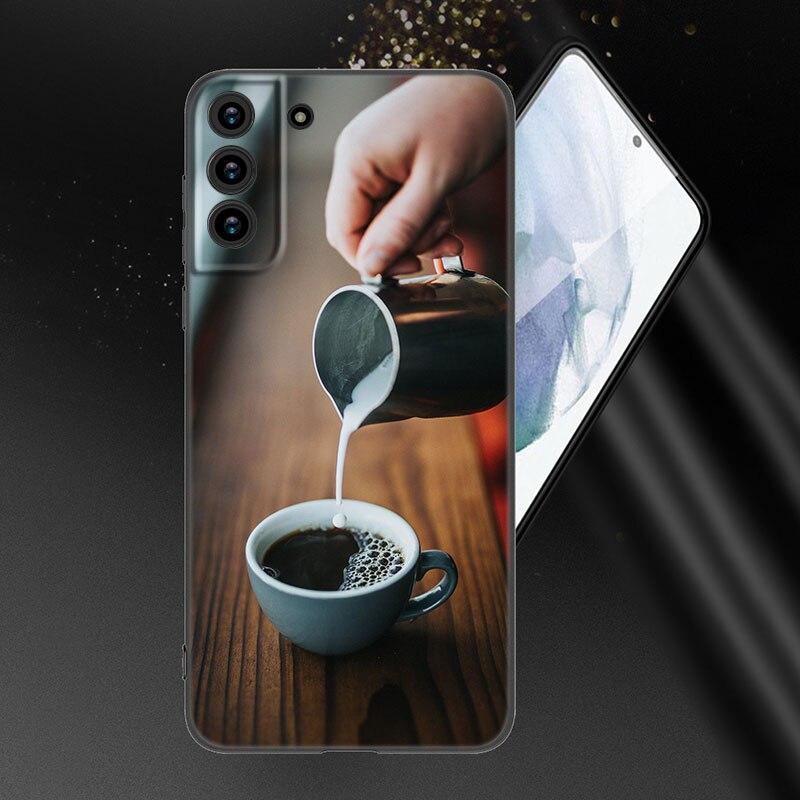 Чехол для телефона Coffee Wine Cup для Samsung Galaxy S20 S21 FE S22 Ultra S10 Lite S10E S9 S8 Plus S7 Edge из мягкого ТПУ черного цвета