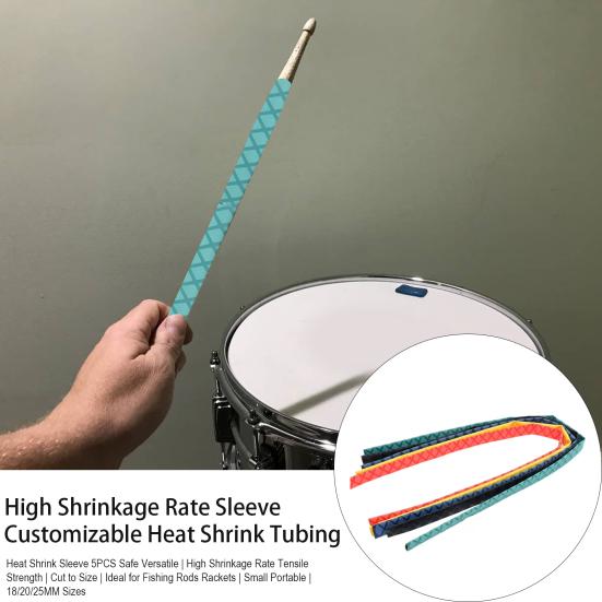 5Pcs 18/20/25MM Heat Shrink Sleeve Waterproof Non-slip Multi-purpose Fishing Rod Grip Badminton Racket Handle Insulation Wrap Tubing