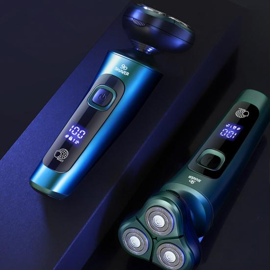Men Electric Shaver LED Display 3 Heads USB Rechargeable Travel Rotary Razor Cordless Hair Beard Trimmer Remover Tool Father Boyfriend Gift
