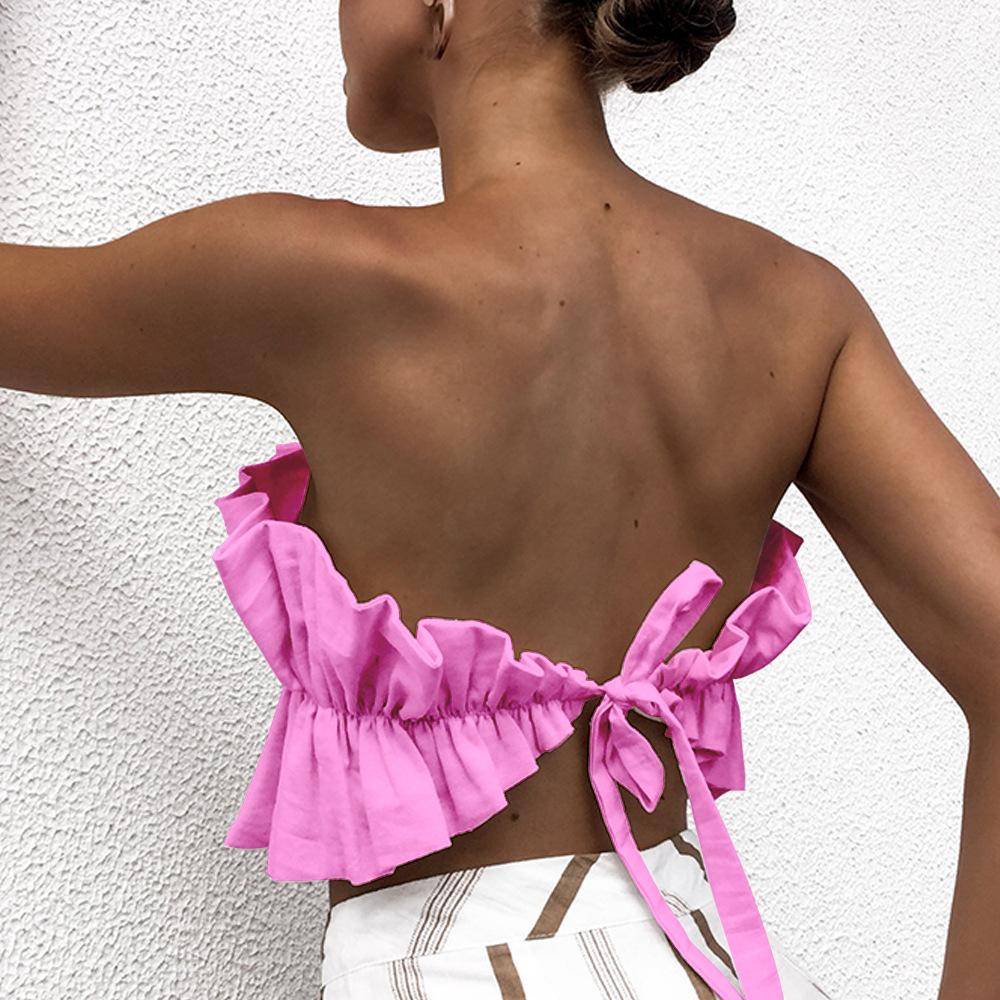 Летний женский сексуальный жилет с открытыми плечами без бретелек, майки, топы