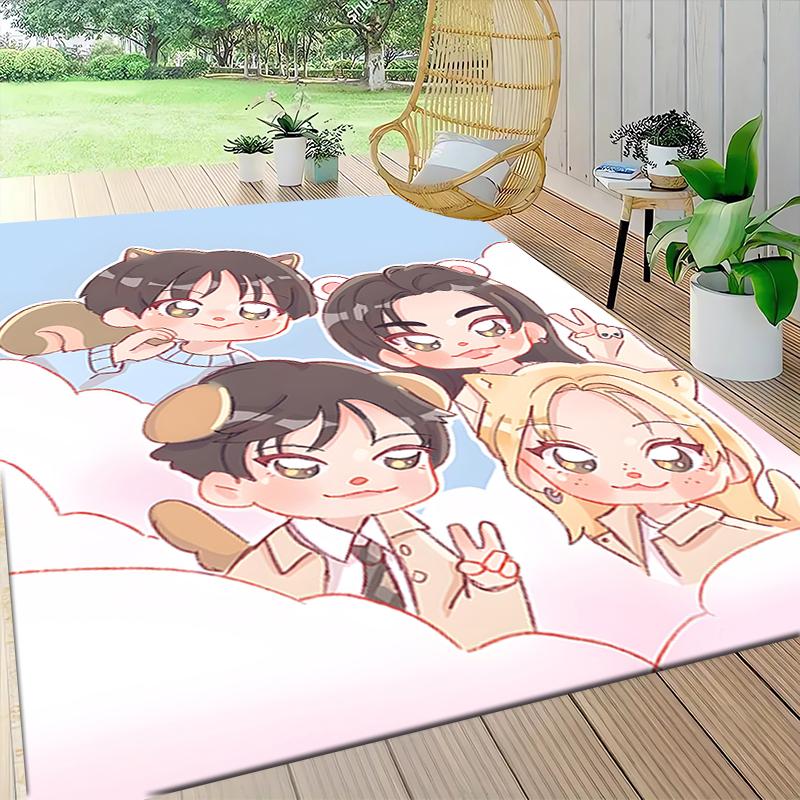 1Pc Kawaii Friends Together Carpet Rug Customizable Soft Washable Antislip Home Living Room Sofa Mats Personalized Rug 091741