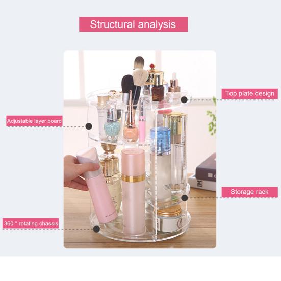 Органайзер для косметики, вместительный многоцелевой прозрачный вращающийся на 360 градусов органайзер для косметики