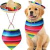 Mexican Dog Hat & Striped Scarf Set - Straw Hat & Bandana Combo