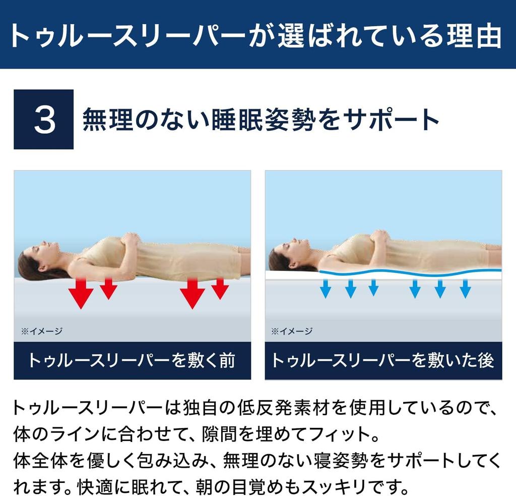 Exclusive Black Cover Shop Japan True Sleeper Premier Care Memory Foam Mattress Seven Spiro Light Set Single 5cm Thickness Set with Pillow and Black