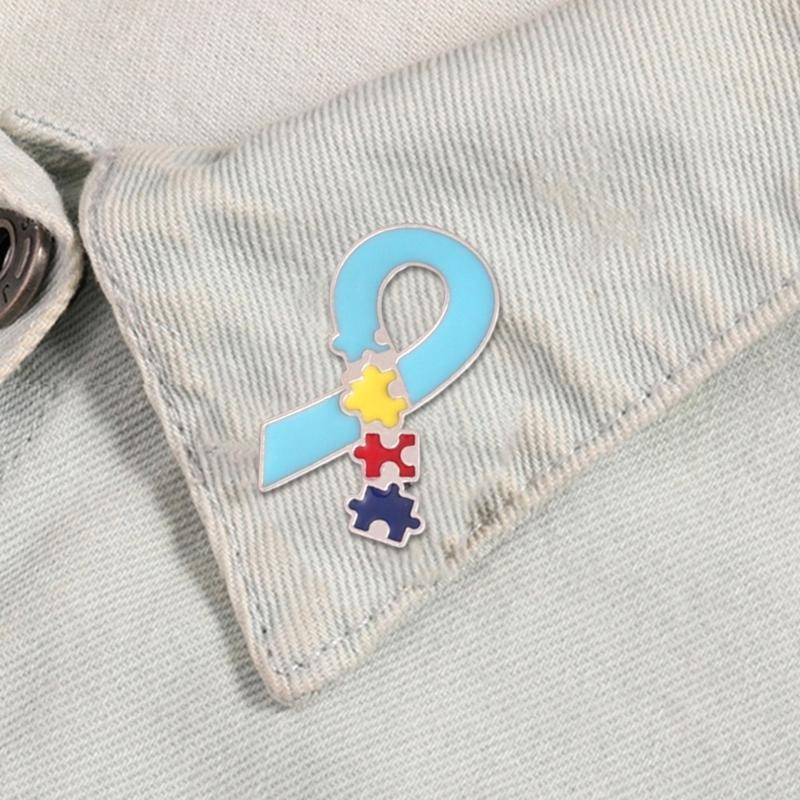 Эмалевые значки 'Пазл аутизма', Броши 'Пазл аутизма', Радужный эмалевый значок-булавка 'Пазл', Металлический значок-брошь для рюкзаков, сумок