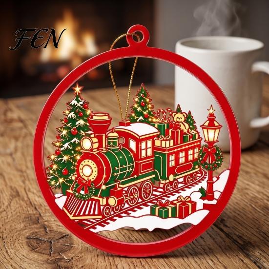 Acrylic Ornaments for Christmas Decoration 2D Flat Hanging Ornaments, Decorative Holiday Tree Decorations Festive Pendants with Strings Lanyard Party