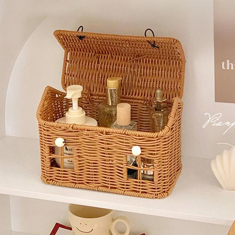 Creative House Shape Woven Rattan Storage Basket Featuring Portable Handle for Home Decors Picnics Gift User Friendly Materials