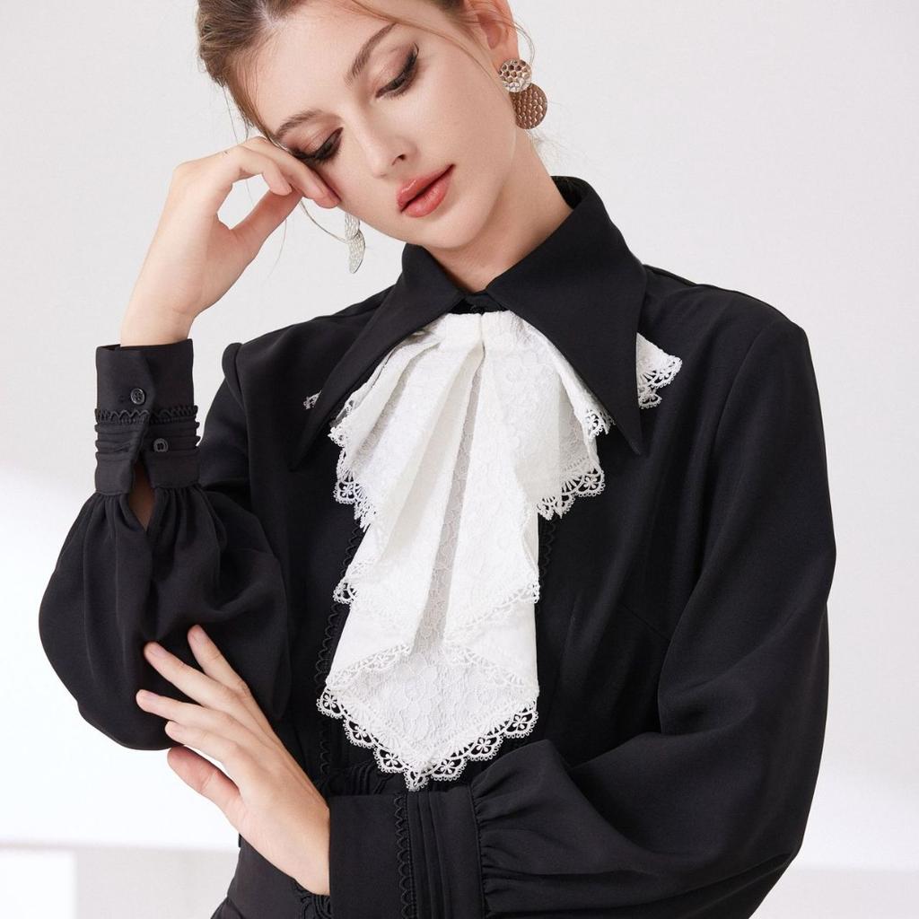 Lace Embriodery Shirt Detachable Collar Ties for Womens False Collar Retro Neck Ties Decorative Neckline Ruffled Fake Collar