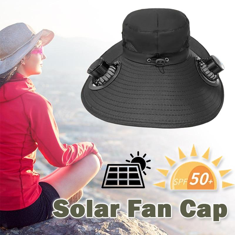 Wide Brim Solar Fisherman Hat Rechargeable Fan Outdoor Sun Hat for Camping Hiking UV Protection Fan Hat Father's Day Gift
