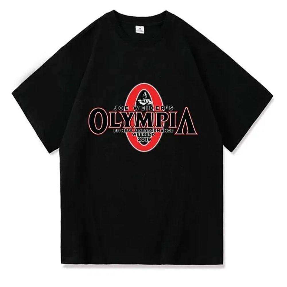 2023 Лето Новые OLYMPIA Мужские Спортивные Тренажерные Залы 100% Хлопок Футболка Мужские Повседневные О-образные Вырезы Базовые Футболки Мужские Высококачественные Классические Топы Одежда