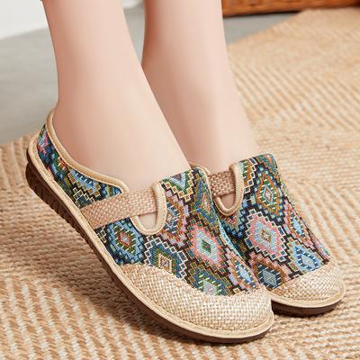 Женские нескользящие тканевые туфли, летние дышащие льняные сандалии и тапочки, женские повседневные тапочки Baotou с мягкой подошвой для отдыха на открытом воздухе