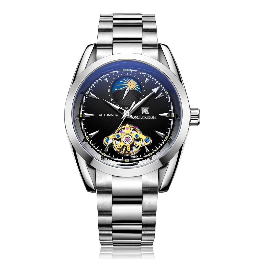 Новые роскошные мужские часы высшего бренда с коробкой Tusso Flying Wheel, водонепроницаемые автоматические мужские механические часы