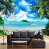 3D настенные фрески Обои Современный пляж Балкон Пейзаж За окном Вид на море Настенная живопись Гостиная Телевизор Диван Обои