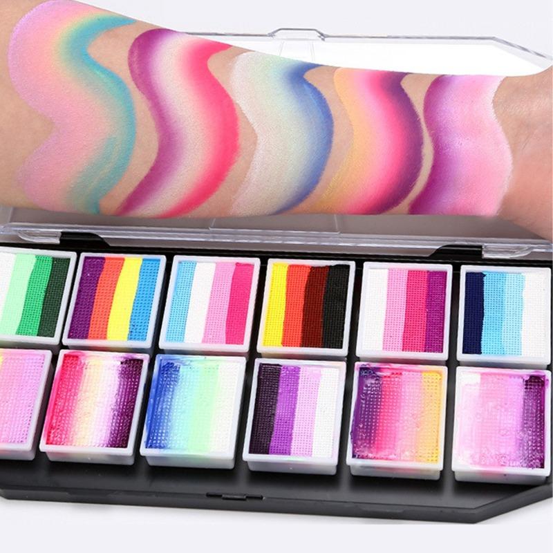 12-grid Multi-color Facial Paint for Children's Facial Painting and Body Painting