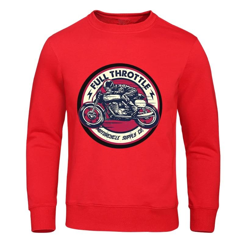Full Throttle Motorcycle Locomotive Culture Мужские модные повседневные толстовки с капюшоном Флисовые теплые осенние повседневные спортивные свитера и длинные рукава для мужчин
