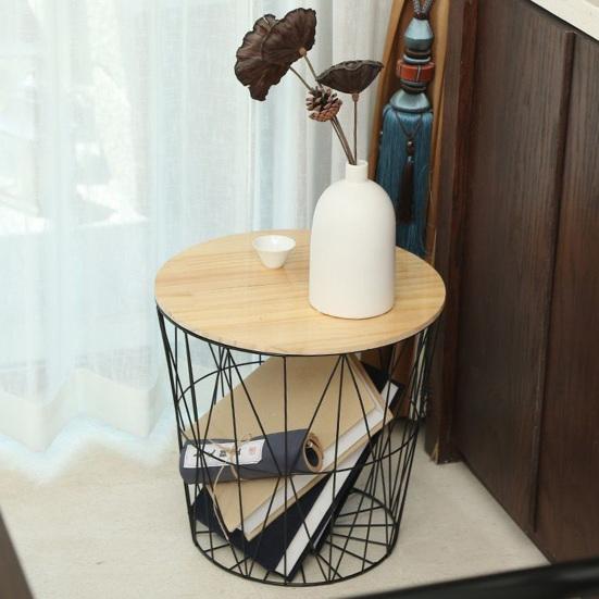 Круглый журнальный столик со съемной деревянной крышкой. Прочный многофункциональный домашний офис для гостиной.