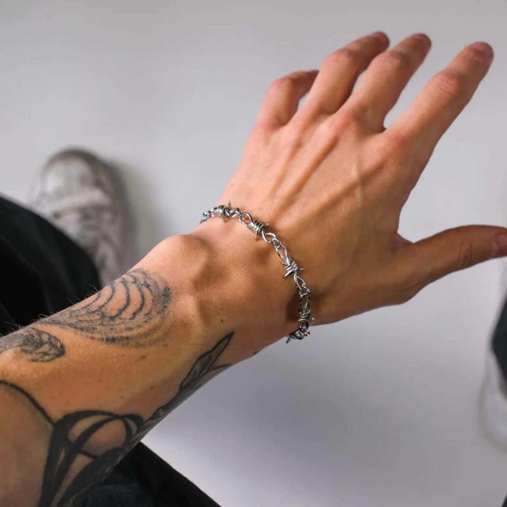 Gothic Spiked Silver Alloy Adjustable Bracelet For Men Women Edgy Punk Jewelry Gift For Concerts Parties Daily Wear