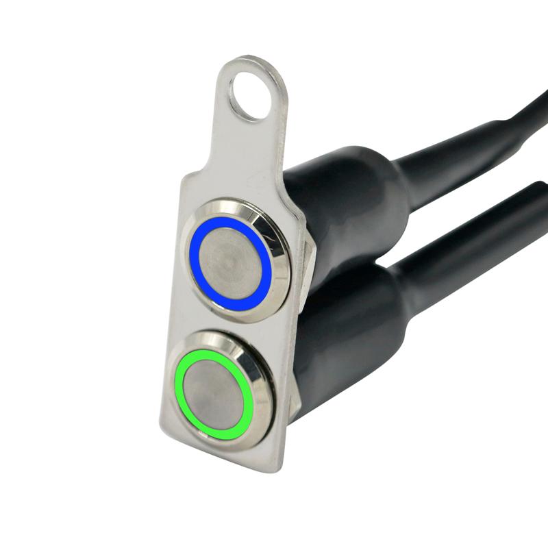 Светодиодный переключатель LMoDri для мотоцикла, водонепроницаемый переключатель включения-выключения на руль, регулируемое крепление, переключатели из нержавеющей стали, кнопка DC12V, противотуманный свет