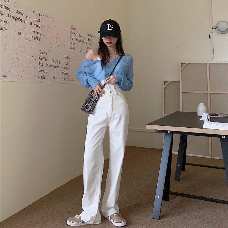 Женские узкие прямые коричневые джинсы в стиле ретро с высокой талией и корейским колоритом